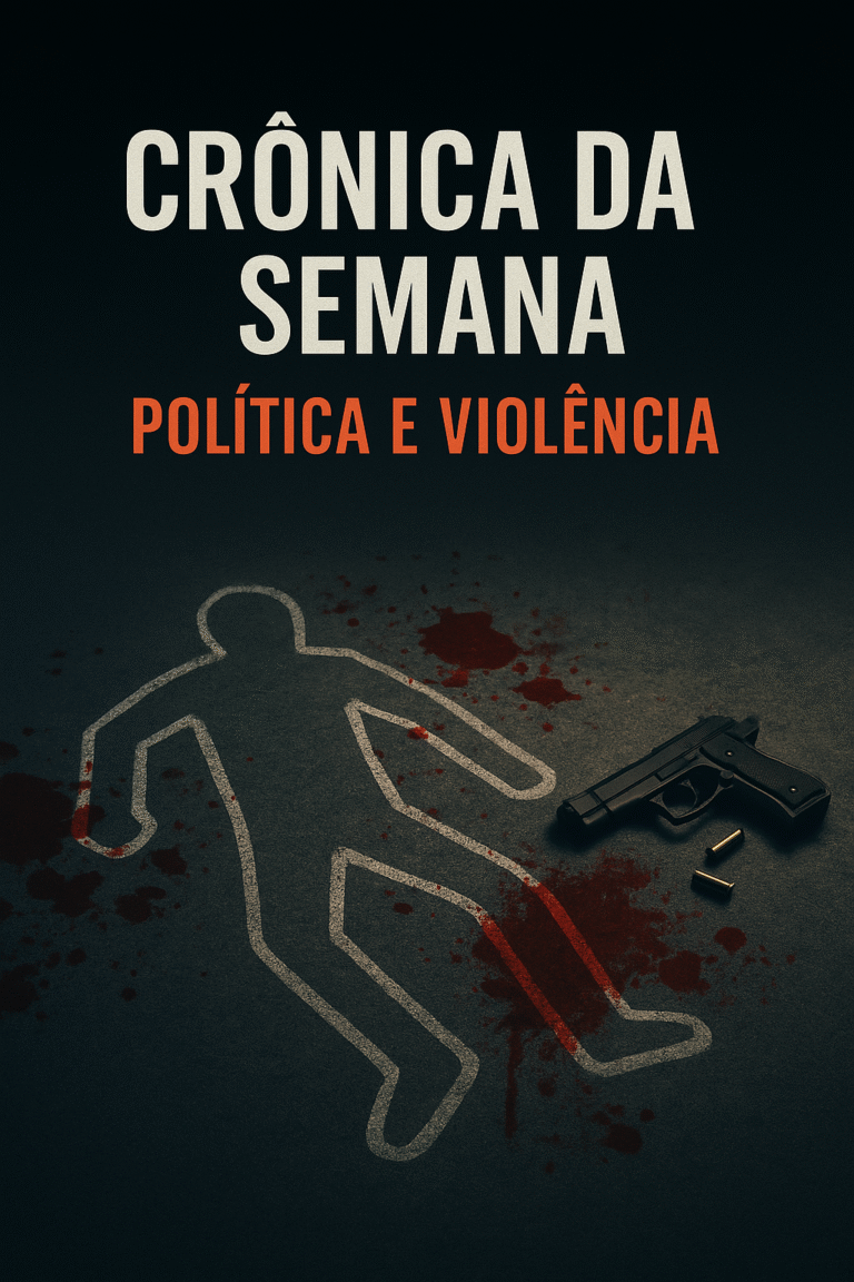 Imagem de destaque da crônica “Bastidores políticos de Arapongas”, retratando o caos político local com tons sombrios e clima de ironia jornalística.