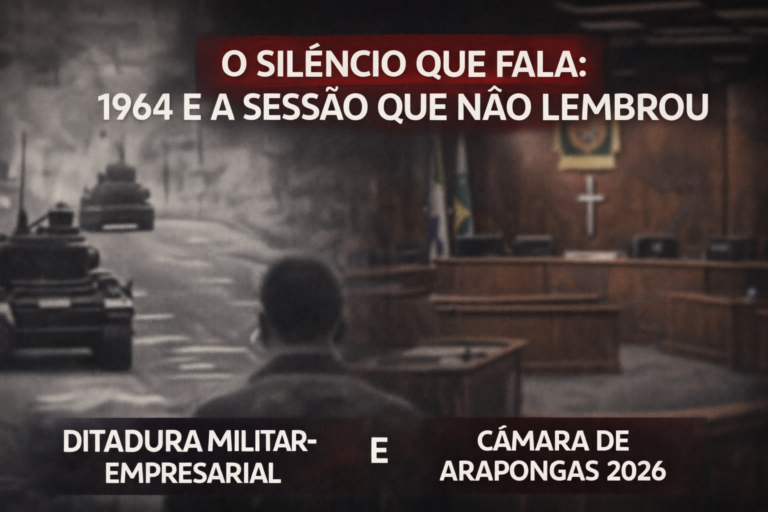 Memória política 1964 e o silêncio representado por imagem da ditadura militar-empresarial ao lado da Câmara de Arapongas vazia
