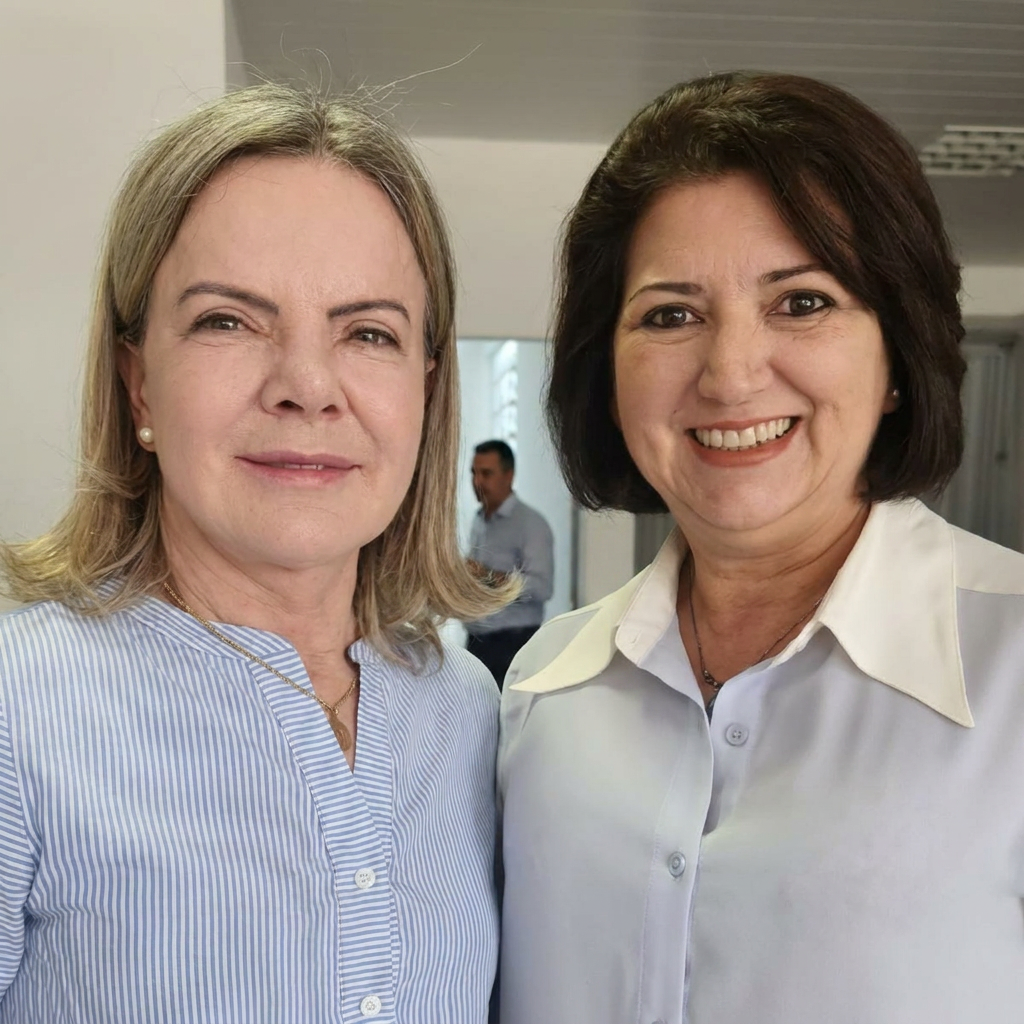 Gleisi e Lenir participando da oficina de mobilização digital do campo progressista do Paraná, realizada de forma remota.