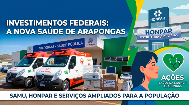 Ambulância do Samu e equipamentos destinados à saúde pública de Arapongas por meio de recursos federais.